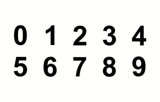 Autocollants des numéros de 0 à 9, disponibles en lot pour chaque numéro individuel.
