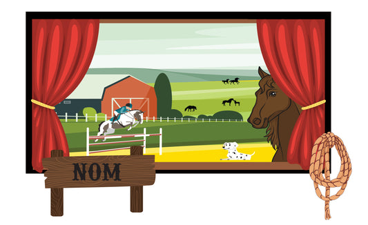 Illustration de chevaux dans différentes situation. Nom personnalisable