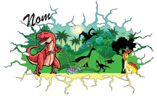 dinosaure coloré avec option de changer le nom de l'enfant.