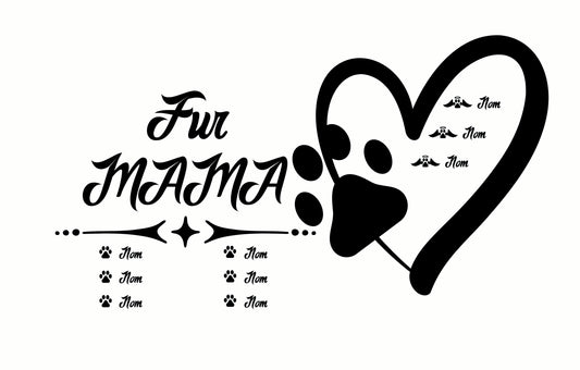 Fur Mama design avec une patte dans un coeur. Parfait pour les gens qui aiment les animaux. Option d'ajouter des noms