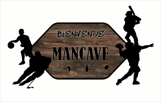 Autocollant man cave avec des silhouette de sportif